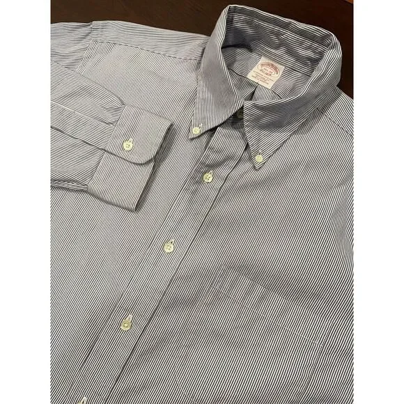 Brooks Brothers | Shirts | Brooks Brothers Size 5533 Blue Striped Traditional  Fit Buttondown Shirt Mens | Poshmark